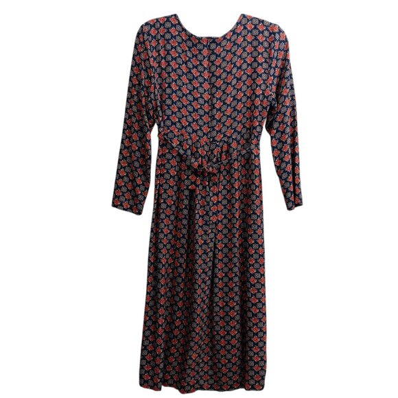 JONATHAN MARTIN Women's Navy Floral Button Front Cottagecore Midi Dress Size 12 - Picture 5 of 8